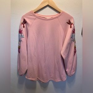 Matilda Jane Rose colored sweatshirt with embroidery on sleeve, size Medium